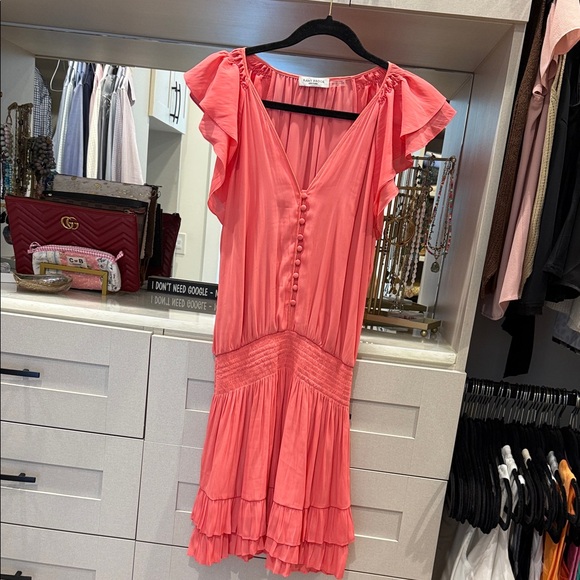 Ramy Brook Dresses & Skirts - Ramy Brook Coral Midi Dress with Ruffle Sleeves